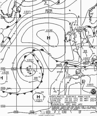NOAA Fronts czw. 30.05.2024 18 UTC