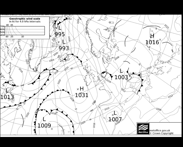 MetOffice UK Fronts Sex 31.05.2024 12 UTC