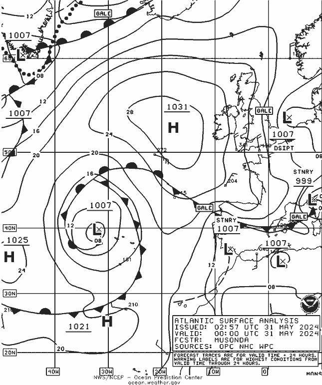 NOAA Fronts Fr 31.05.2024 00 UTC