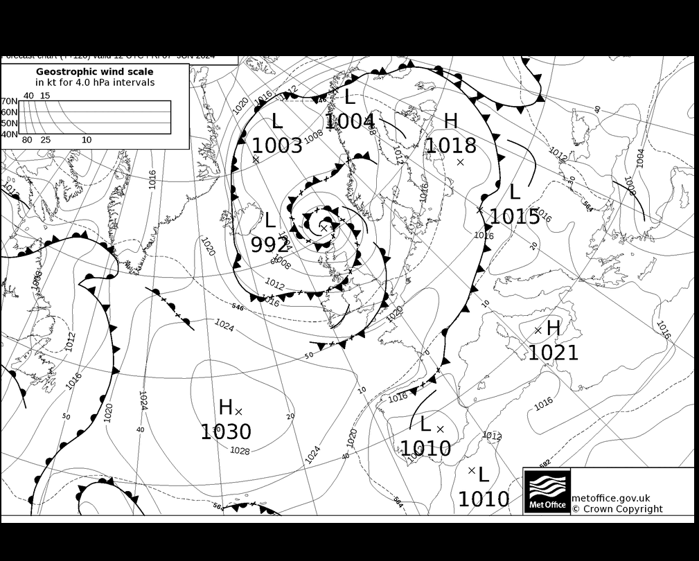 MetOffice UK Fronts Fr 07.06.2024 12 UTC