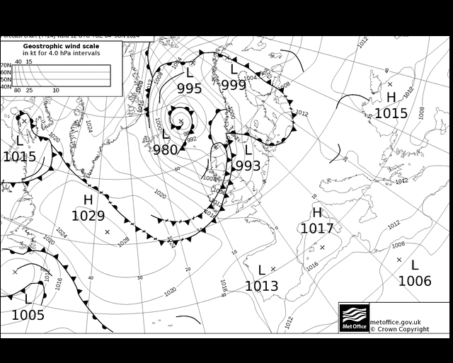 MetOffice UK Fronts Út 04.06.2024 12 UTC