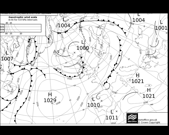 MetOffice UK Fronts Fr 07.06.2024 12 UTC