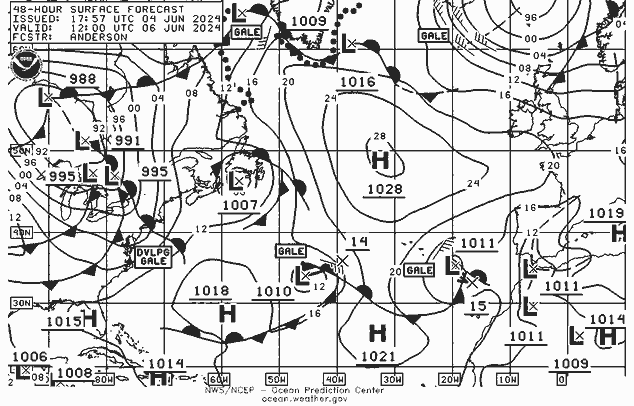 NWS Fronts czw. 06.06.2024 12 UTC