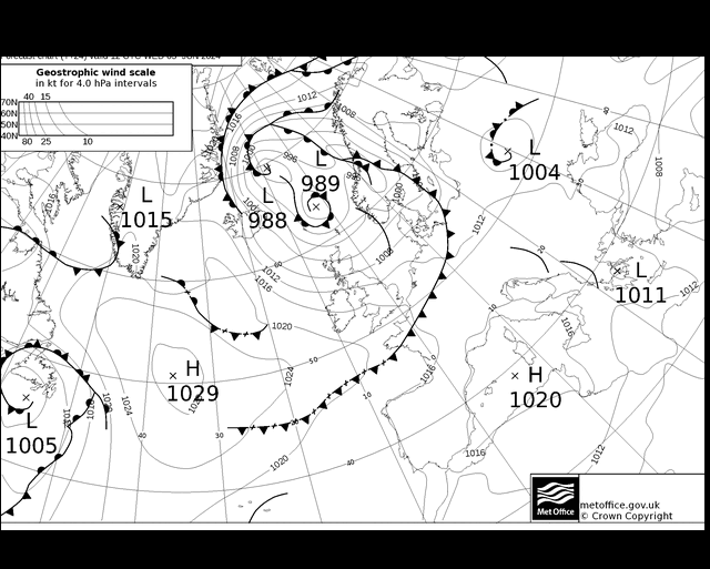 MetOffice UK Fronts śro. 05.06.2024 12 UTC