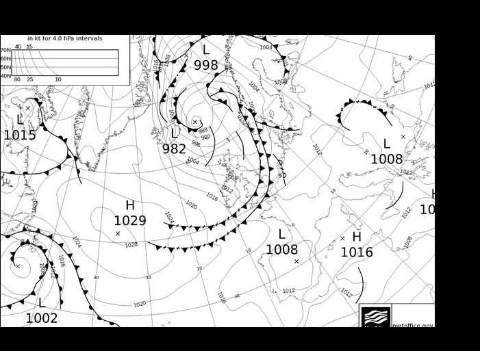 MetOffice UK Fronts Út 04.06.2024 12 UTC