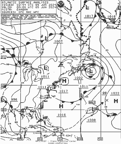 NOAA Fronts Çar 05.06.2024 00 UTC