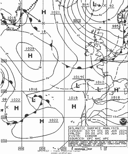 NOAA Fronts Qua 05.06.2024 00 UTC