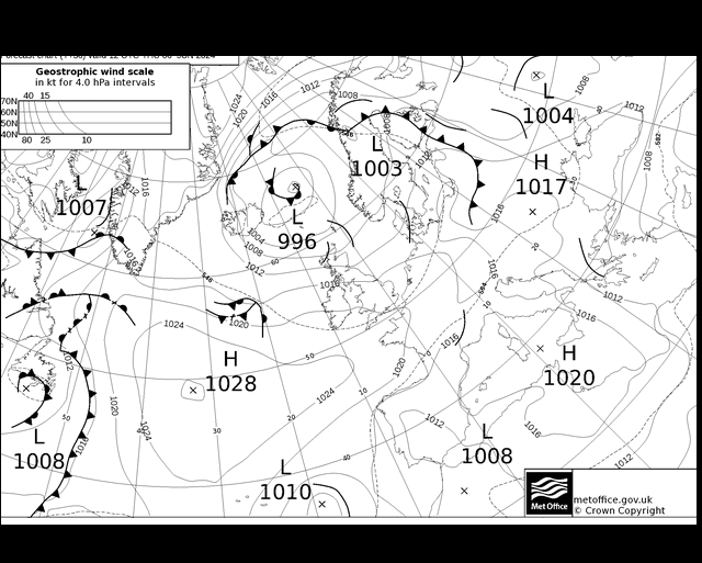 MetOffice UK Fronts jue 06.06.2024 12 UTC