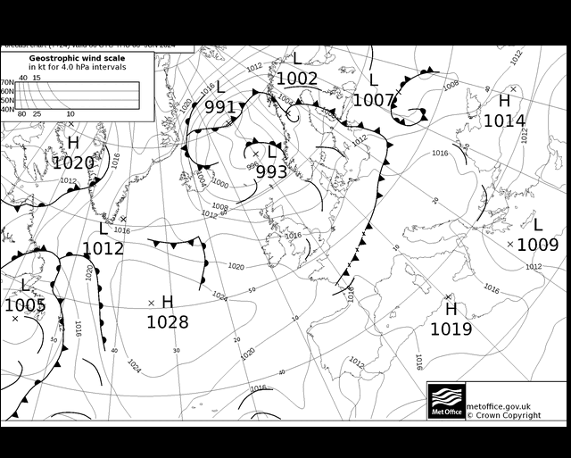 MetOffice UK Fronts czw. 06.06.2024 06 UTC