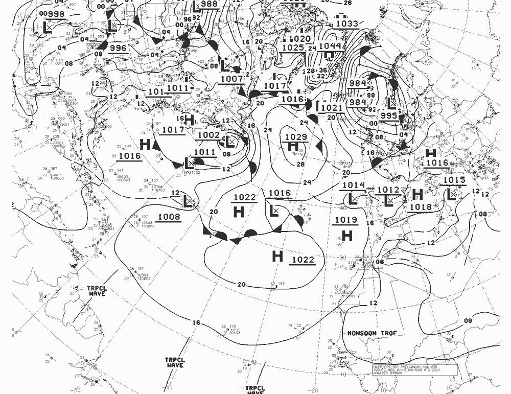 NWS Fronts Çar 05.06.2024 00 UTC