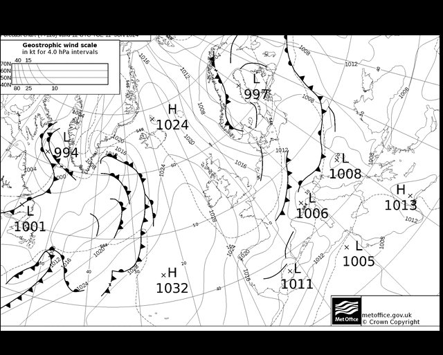 MetOffice UK Fronts wto. 11.06.2024 18 UTC