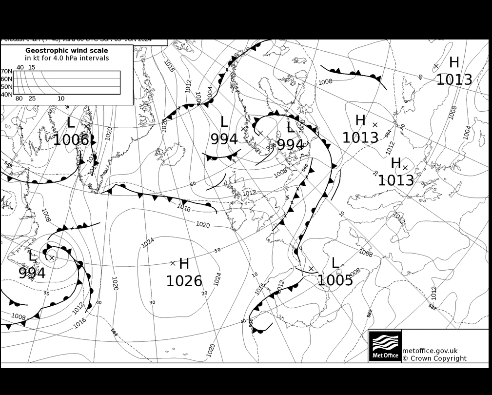 MetOffice UK Fronts Su 09.06.2024 00 UTC