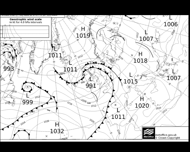 MetOffice UK Fronts vie 14.06.2024 12 UTC