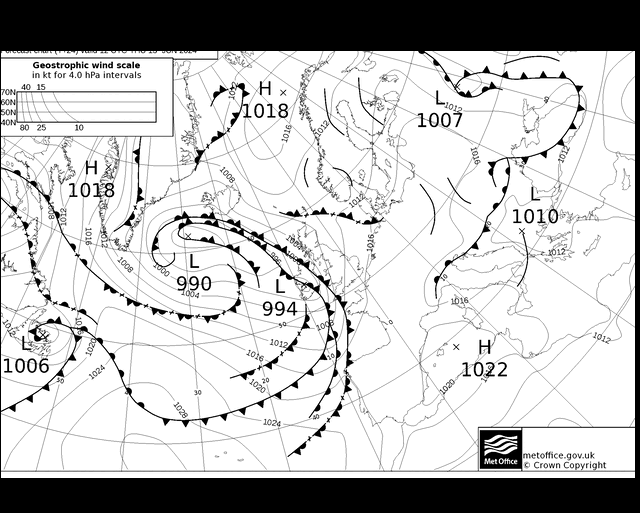 MetOffice UK Fronts Th 13.06.2024 12 UTC