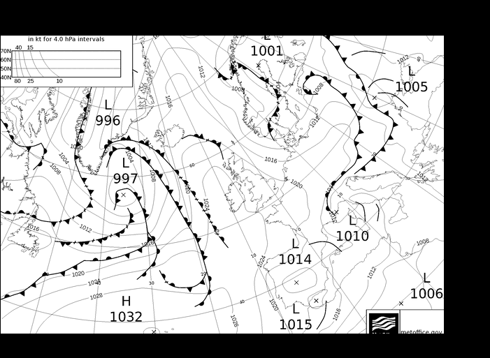 MetOffice UK Fronts śro. 12.06.2024 00 UTC