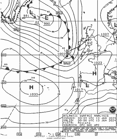 NOAA Fronts Th 13.06.2024 00 UTC