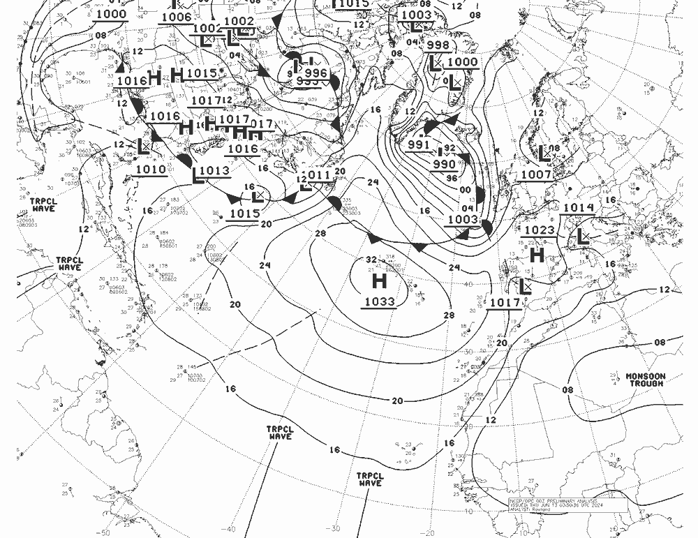 NWS Fronts Th 13.06.2024 00 UTC