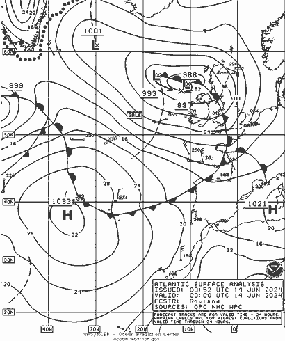 NOAA Fronts  14.06.2024 00 UTC