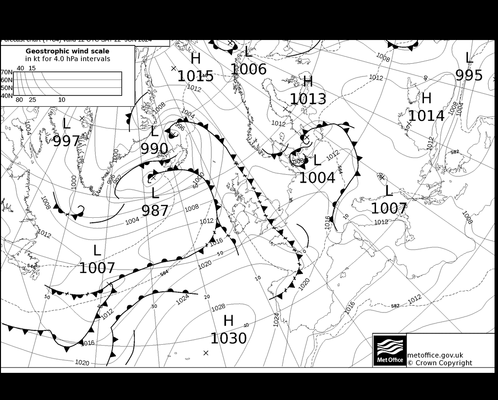 MetOffice UK Fronts Cts 22.06.2024 12 UTC