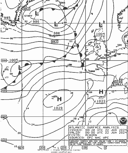 NOAA Fronts sam 22.06.2024 06 UTC