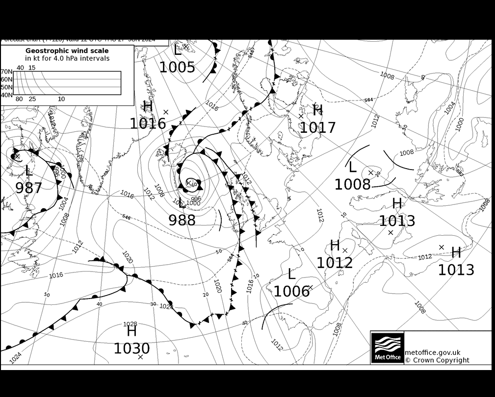 MetOffice UK Fronts gio 27.06.2024 18 UTC