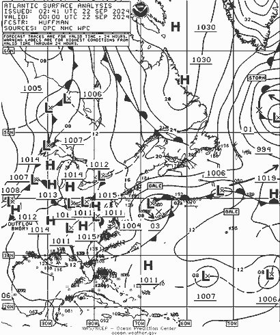 NOAA Fronts  22.09.2024 00 UTC