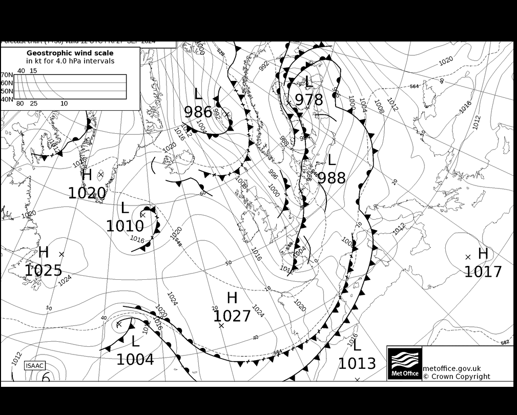 MetOffice UK Fronts Sex 27.09.2024 12 UTC