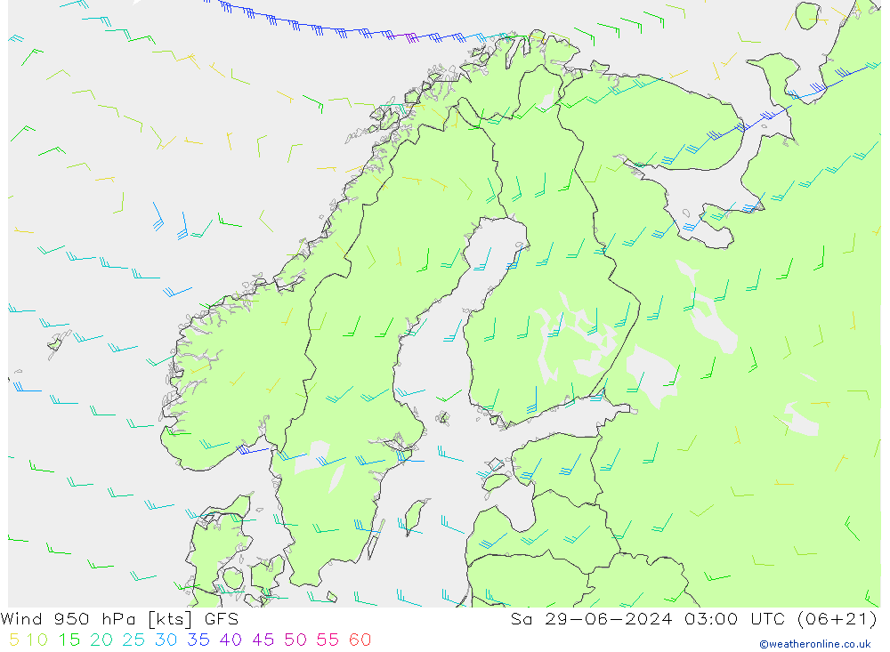 Wind 950 hPa GFS za 29.06.2024 03 UTC