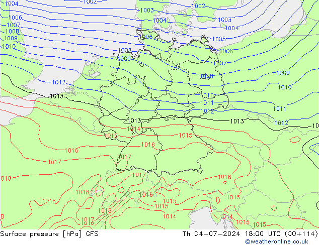 Luchtdruk (Grond) GFS do 04.07.2024 18 UTC