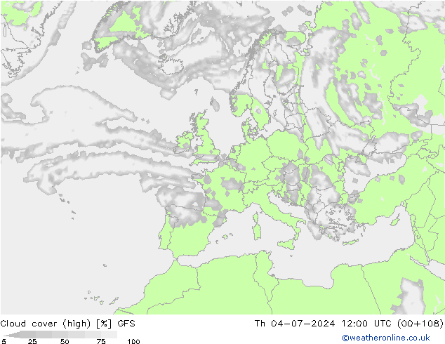 Bewolking (Hoog) GFS do 04.07.2024 12 UTC