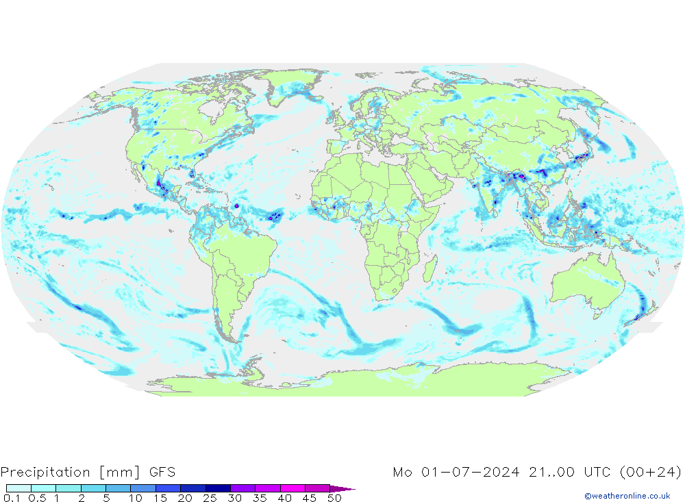 降水 GFS 星期一 01.07.2024 00 UTC