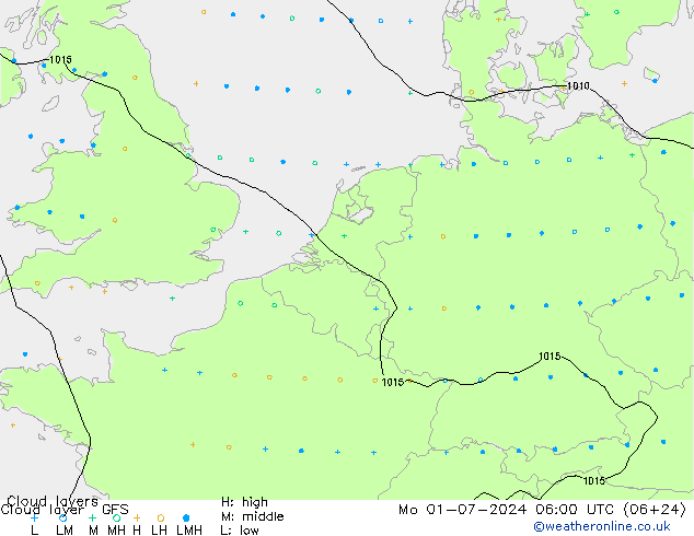 Wolkenlagen GFS ma 01.07.2024 06 UTC