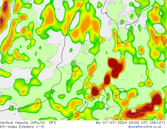 Convectie-Index GFS ma 01.07.2024 03 UTC