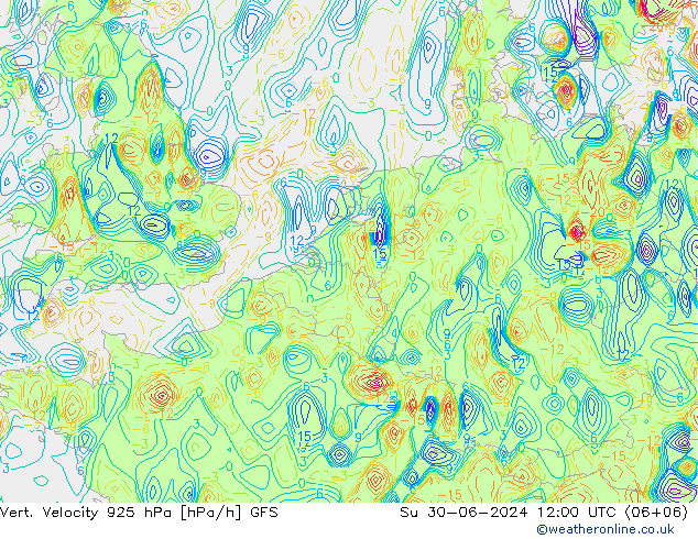 Vert. snelheid 925 hPa GFS zo 30.06.2024 12 UTC