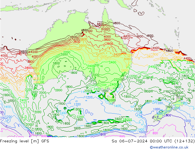 Nulgradenniveau GFS za 06.07.2024 00 UTC