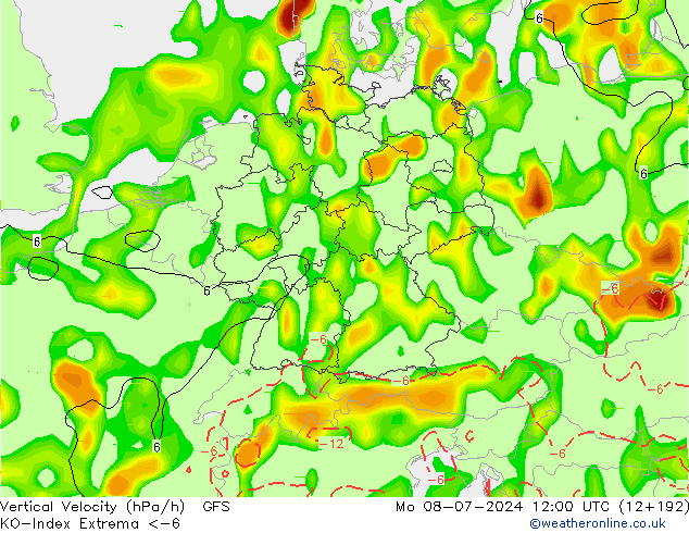 Convectie-Index GFS ma 08.07.2024 12 UTC