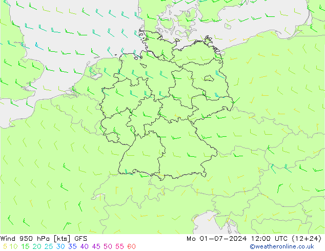 风 950 hPa GFS 星期一 01.07.2024 12 UTC