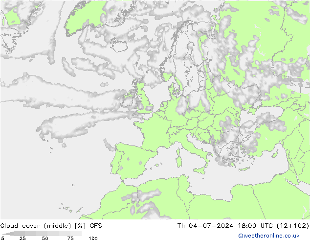 Bewolking (Middelb.) GFS do 04.07.2024 18 UTC