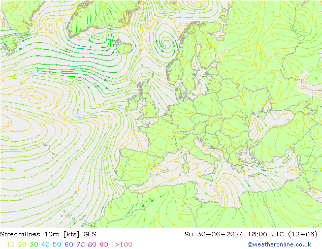 风 10m GFS 星期日 30.06.2024 18 UTC