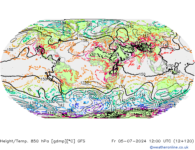 Height/Temp. 850 hPa GFS 星期五 05.07.2024 12 UTC