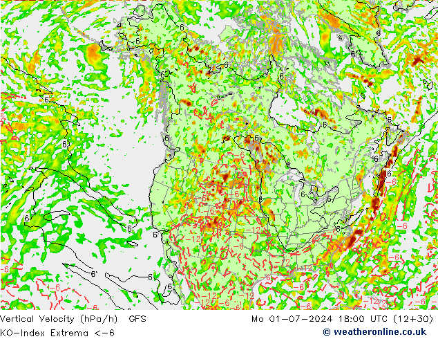 Convectie-Index GFS ma 01.07.2024 18 UTC
