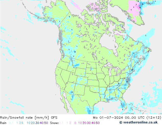 Regen/Sneeuwval GFS ma 01.07.2024 00 UTC