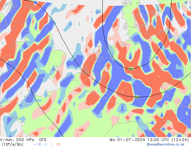 V-Adv. 500 hPa GFS 星期一 01.07.2024 12 UTC