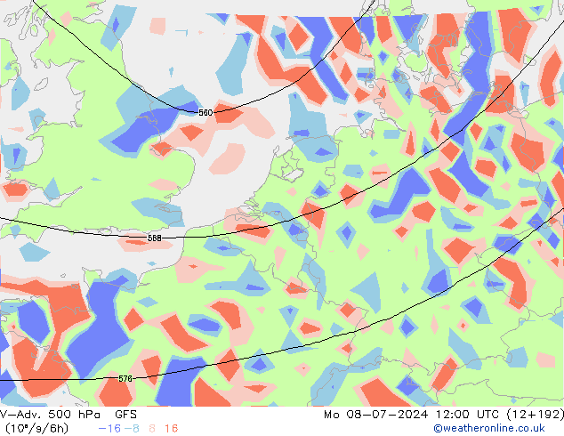 V-Adv. 500 hPa GFS ma 08.07.2024 12 UTC