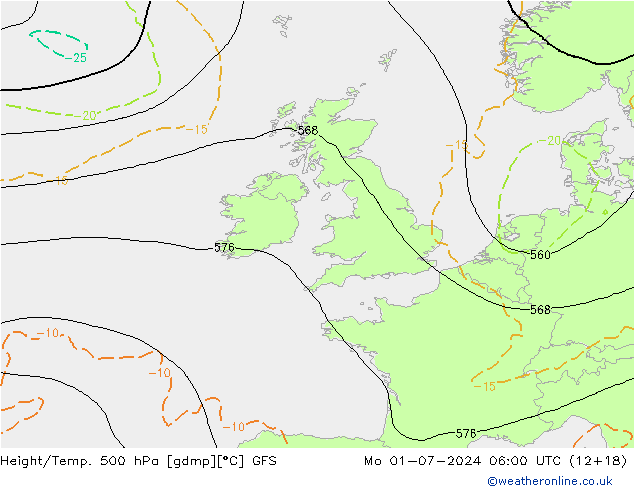 Z500/Regen(+SLP)/Z850 GFS ma 01.07.2024 06 UTC