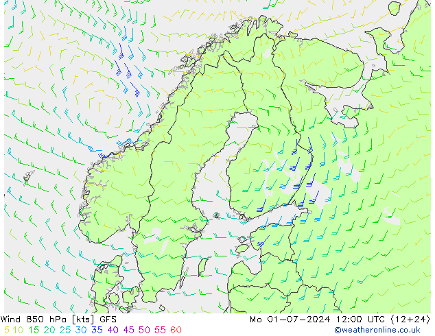 风 850 hPa GFS 星期一 01.07.2024 12 UTC