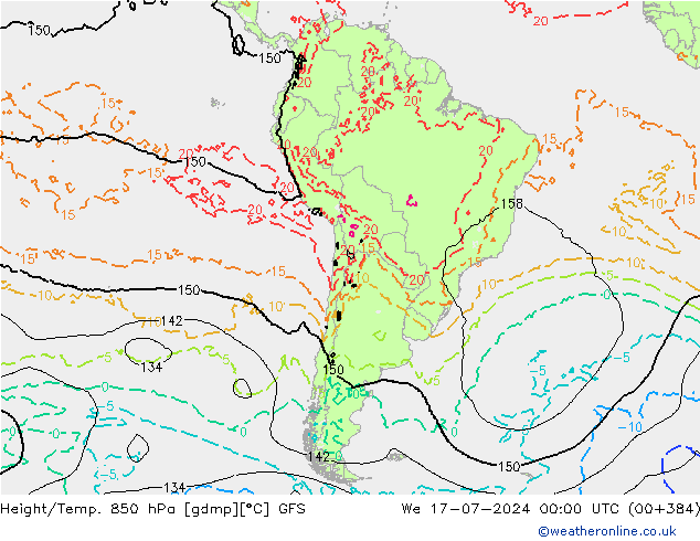Z500/Rain (+SLP)/Z850 GFS 星期三 17.07.2024 00 UTC