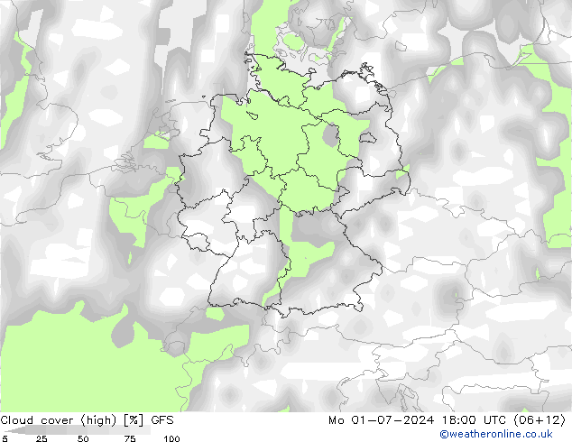 Bewolking (Hoog) GFS ma 01.07.2024 18 UTC