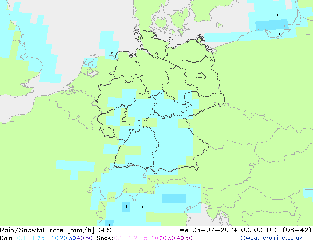 Regen/Sneeuwval GFS wo 03.07.2024 00 UTC