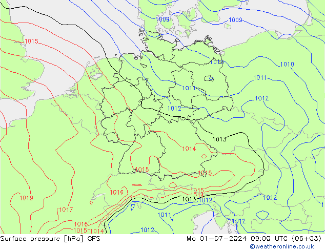 Luchtdruk (Grond) GFS ma 01.07.2024 09 UTC